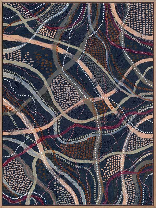 Winya, Bungu - Oak Box Frame Canvas - 90x120 - Portrait - Sale