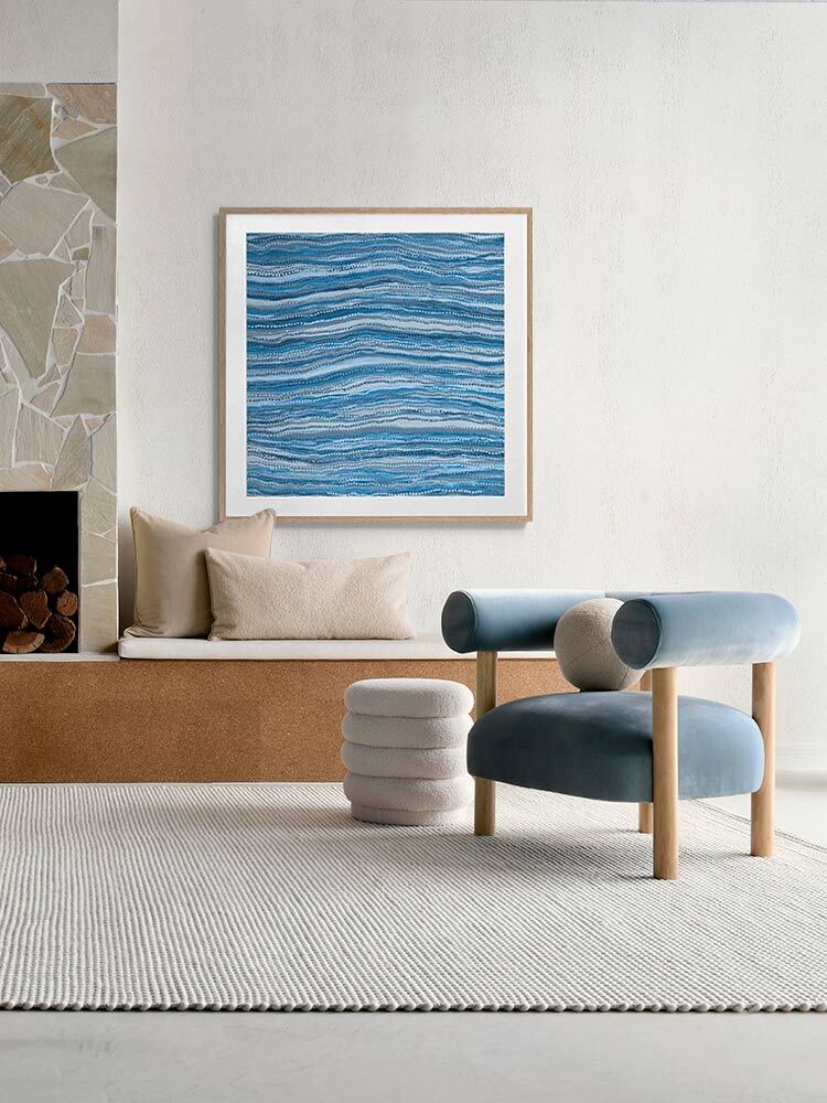 Dhaagun Blue Framed Art Print  | Lifestyle