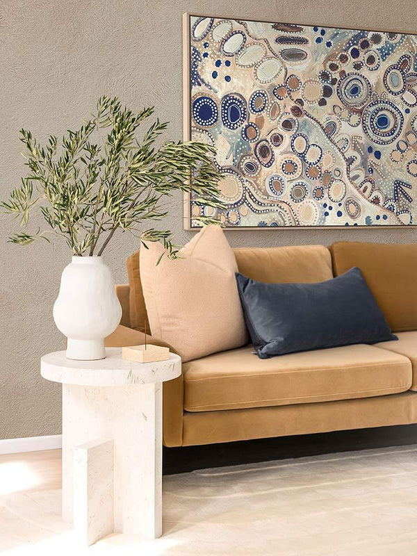 Ngu-Nha Neutral Blue Canvas Art Print | Lifestyle