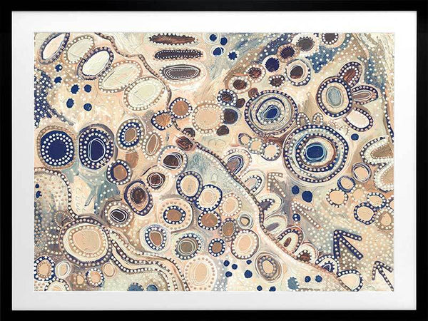 Ngu-Nha Neutral Blue Framed Art Print