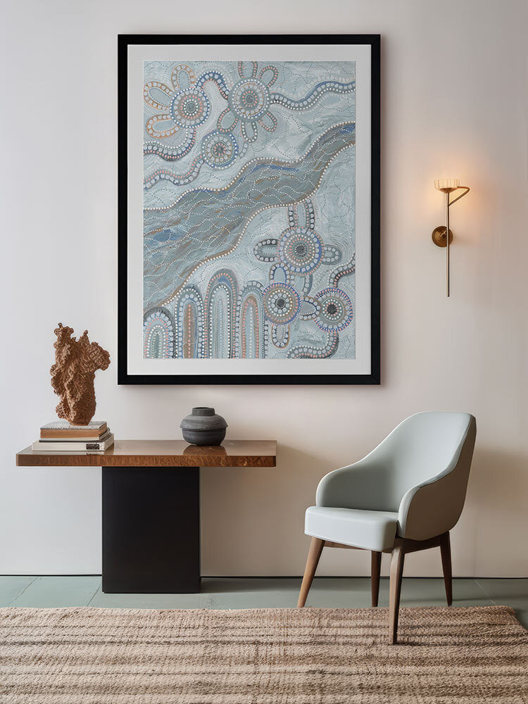 Bila IV Light Blue Framed Art Print | Lifestyle