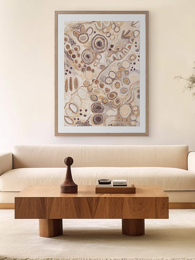Ngu-Nha Neutral Brown Framed Art Print | Lifestyle