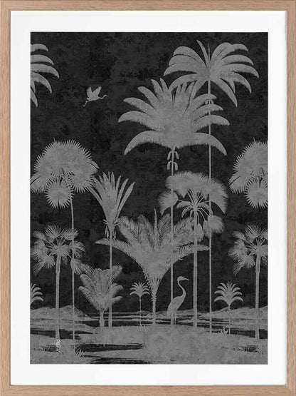 Shadow Palms Black and White I Framed Art Print