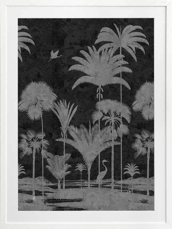 Shadow Palms Black and White I Framed Art Print