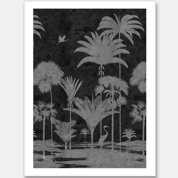 Shadow Palms Black and White I Unframed Art Print