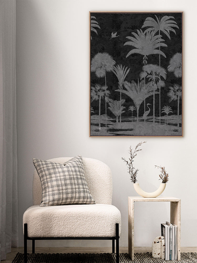 Shadow Palms Black and White I Canvas Art Print