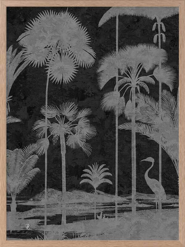 Shadow Palms Black and White II Framed Art Print