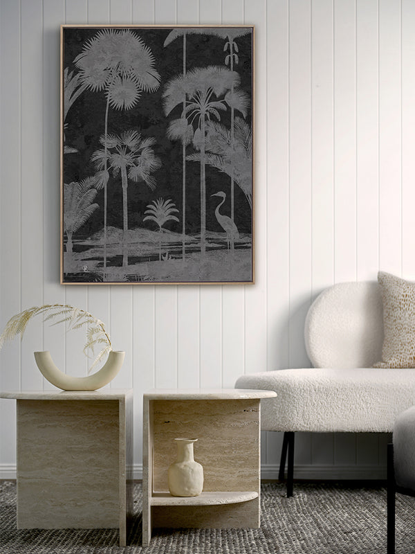 Shadow Palms Black and White II Canvas Art Print | Lifestyle