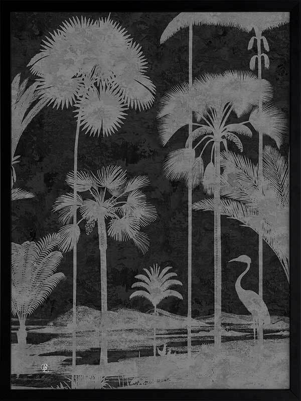 Shadow Palms Black and White II Framed Art Print