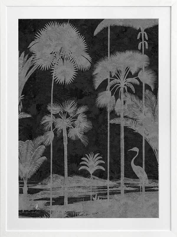 Shadow Palms Black and White II Framed Art Print