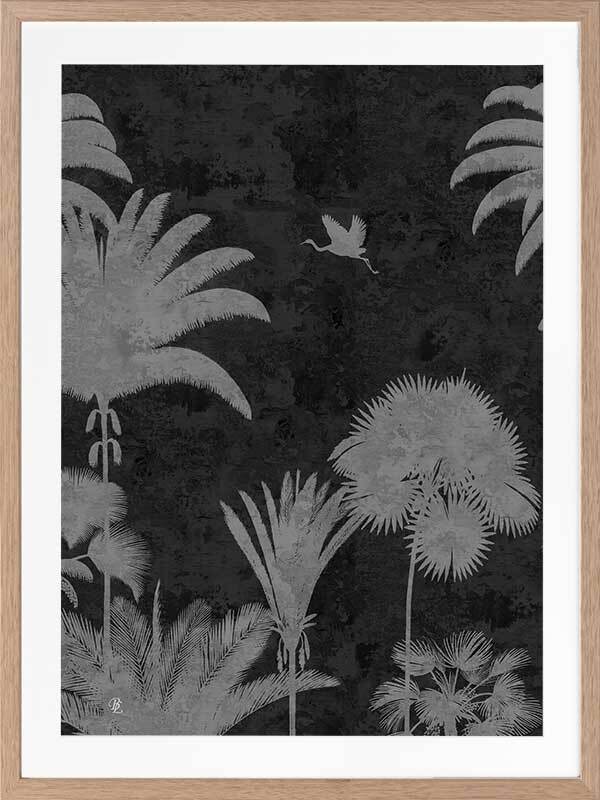 Shadow Palms Black and White III Framed Art Print