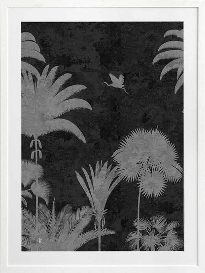 Shadow Palms Black and White III Framed Art Print