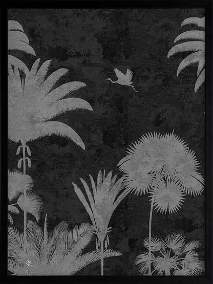 Shadow Palms Black and White III Framed Art Print