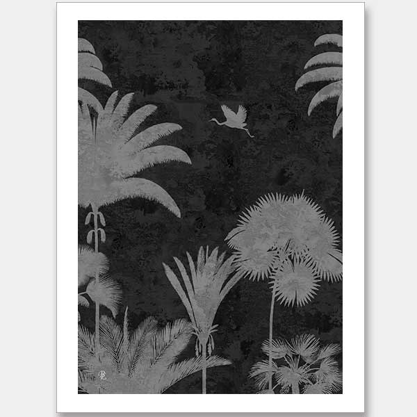 Shadow Palms Black and White III Unframed Art Print