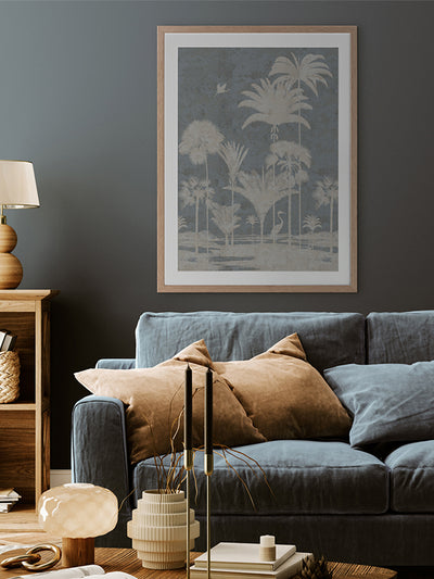 Shadow Palms Blue I Framed Art Print | Lifestyle