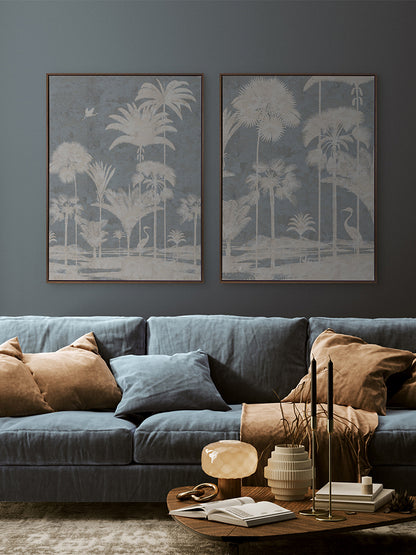 Shadow Palms Blue II Canvas Art Print