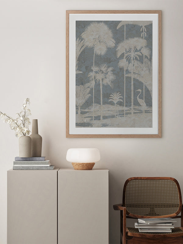 Shadow Palms Blue II Framed Art Print | Lifestyle