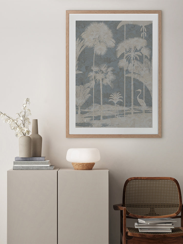 Shadow Palms Blue II Framed Art Print | Lifestyle