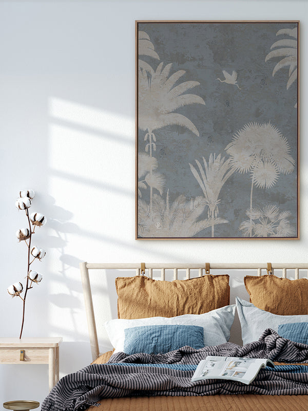 Shadow Palms Blue III Canvas Art Print | Lifestyle