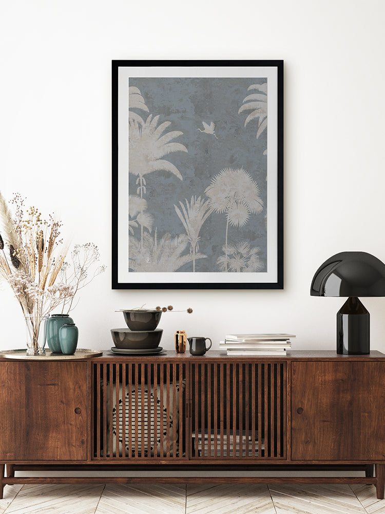 Shadow Palms Blue III Framed Art Print | Lifestyle