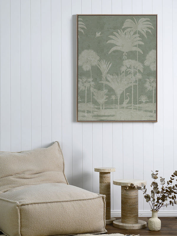 Shadow Palms Mint I Canvas Art Print | Lifestyle