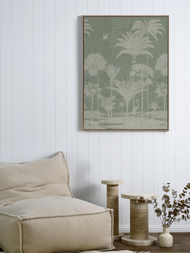 Shadow Palms Mint I Canvas Art Print | Lifestyle