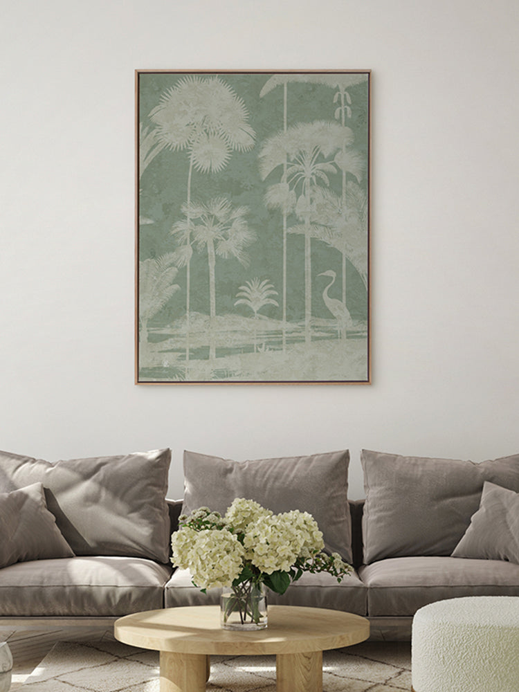 Shadow Palms Mint II Canvas Art Print | Lifestyle