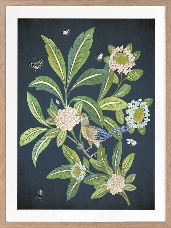 Summer Garden Navy Framed Art Print