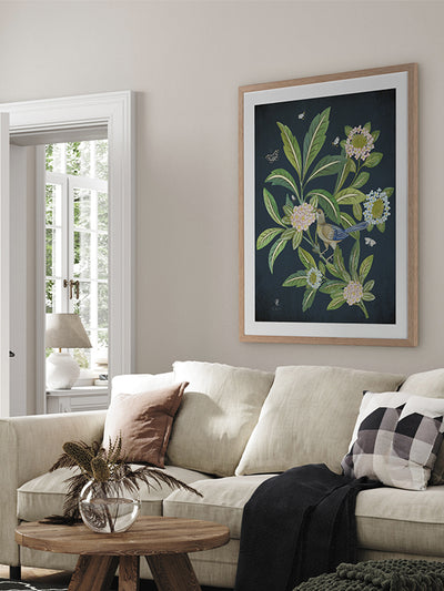 Summer Garden Navy Framed Art Print | Lifestyle