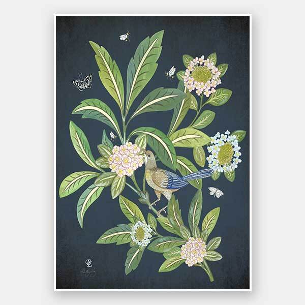 Summer Garden Navy Unframed Art Print