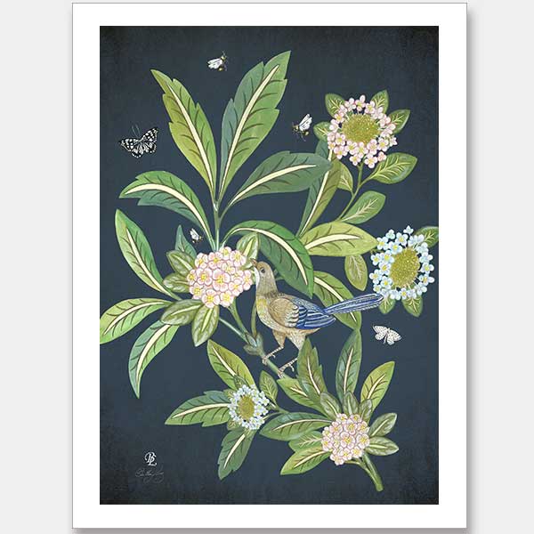 Summer Garden Navy Unframed Art Print