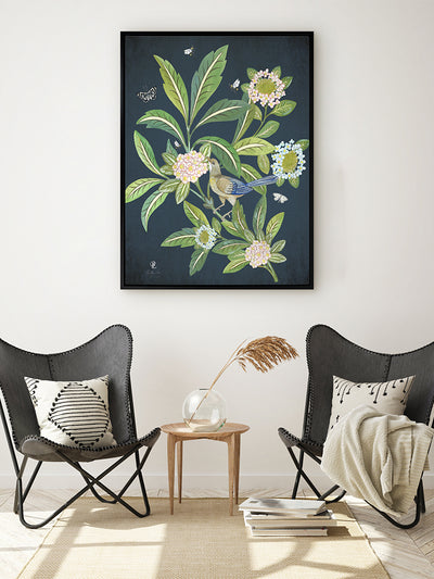Summer Garden Navy Canvas Art Print | Lifestyle