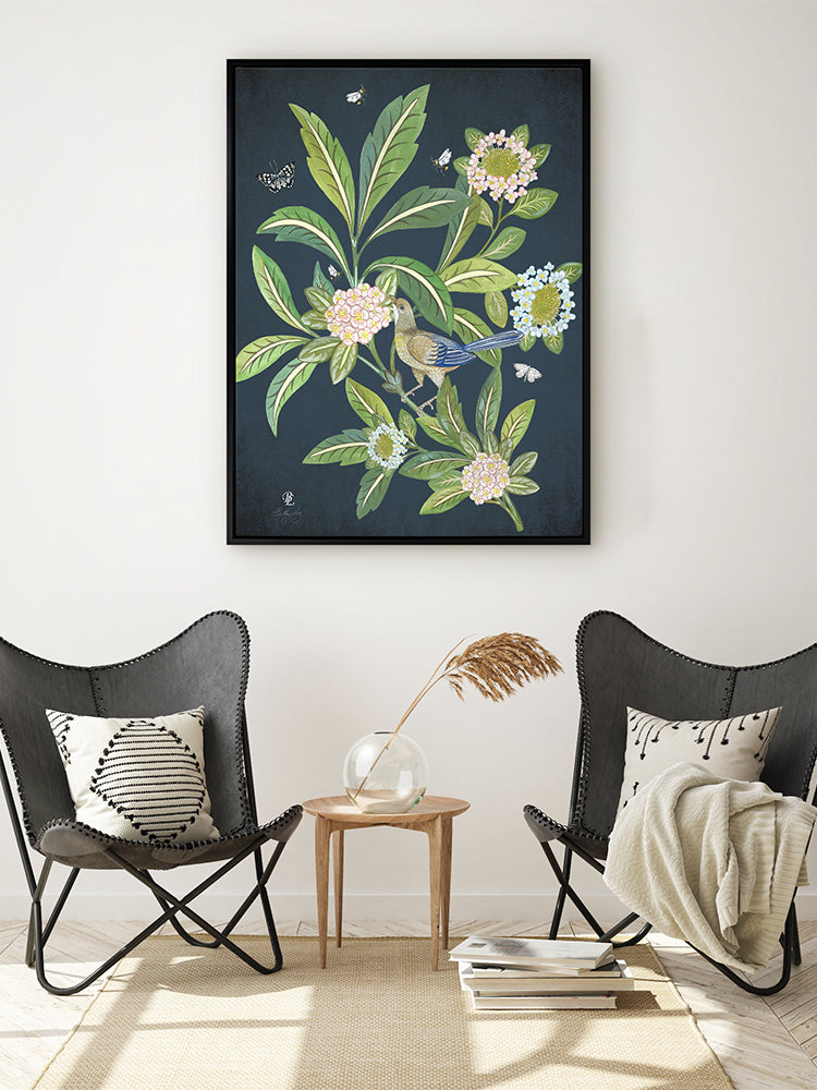 Summer Garden Navy Canvas Art Print | Lifestyle