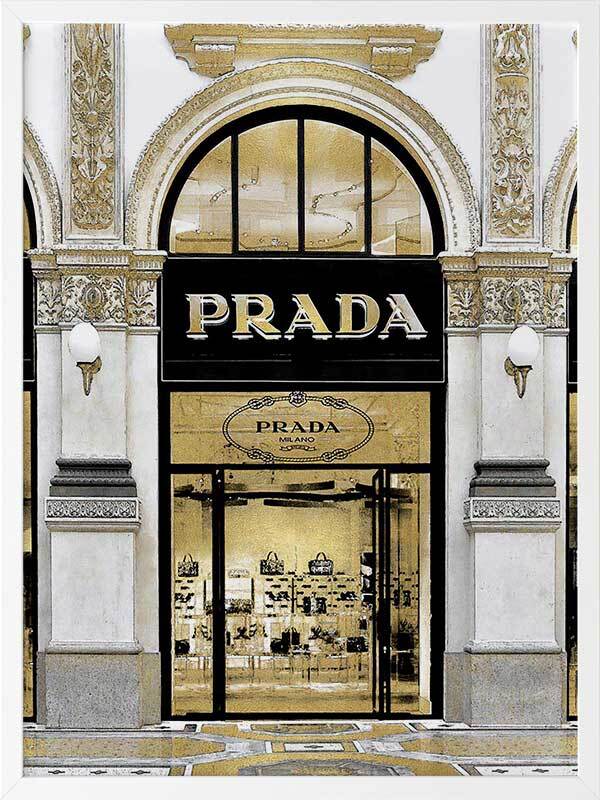 Prada in Gold Framed Art Print