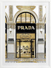 Prada in Gold Framed Art Print