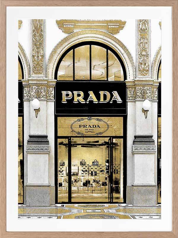 Prada in Gold Framed Art Print