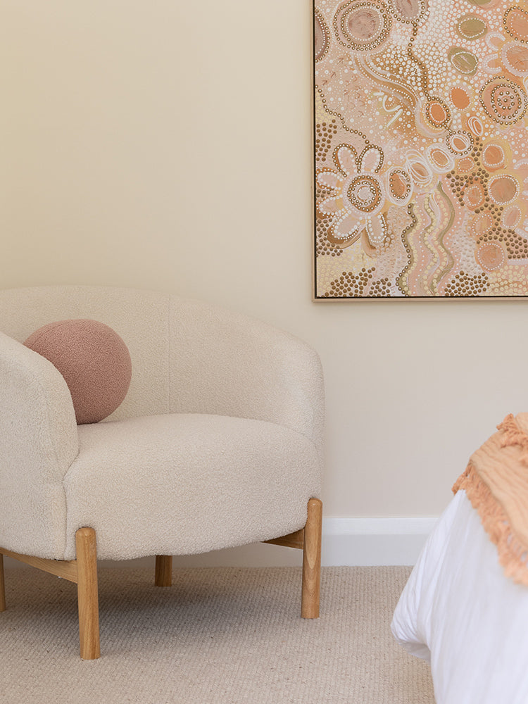 Blush Pink Boucle Ball Cushion