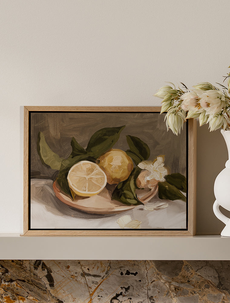 Lemon Harvest - Oak Box Frame Canvas - 22.5x30 - Landscape