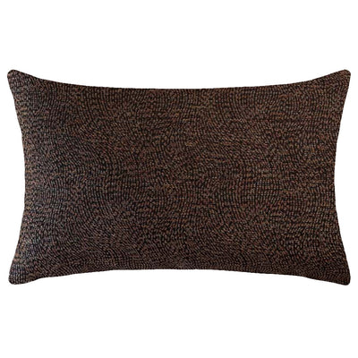 The Midnight Rectangle Brown Cushion (50x30cm) by Urban Road features a dark brown luxury textured finish with subtle dot patterns, ideal for enhancing your cushion collection. Shown on a plain white background in true Darren Palmer style.