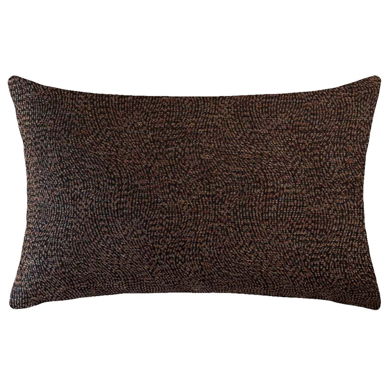The Midnight Rectangle Brown Cushion (50x30cm) by Urban Road features a dark brown luxury textured finish with subtle dot patterns, ideal for enhancing your cushion collection. Shown on a plain white background in true Darren Palmer style.