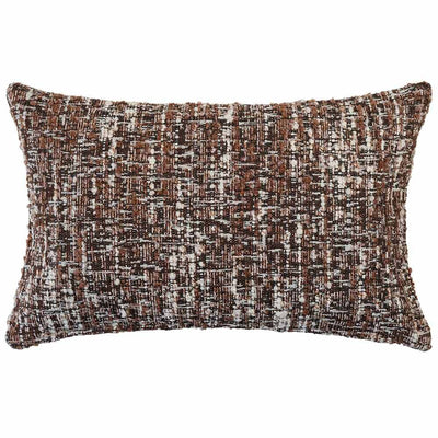 The Monarch Lumbar Multicolour Cushion by Urban Road (50x30cm) features a textured, woven plaid pattern in brown, white, and black with softly rounded edges for a plush, Darren Palmer-inspired accent to your interior décor.