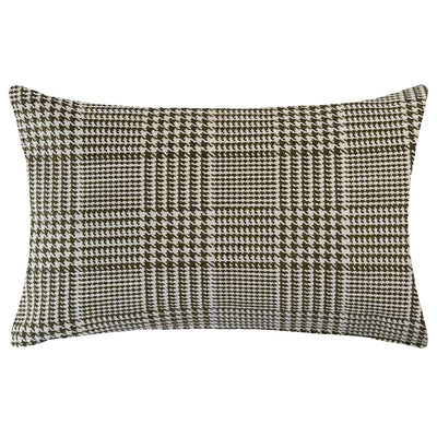 The Urban Road Beaumont Rectangle Houndstooth Green Cushion (50x30cm) features a stylish houndstooth pattern, adding texture and sophistication to your space.