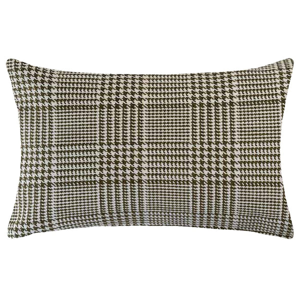 The Urban Road Beaumont Rectangle Houndstooth Green Cushion (50x30cm) features a stylish houndstooth pattern, adding texture and sophistication to your space.