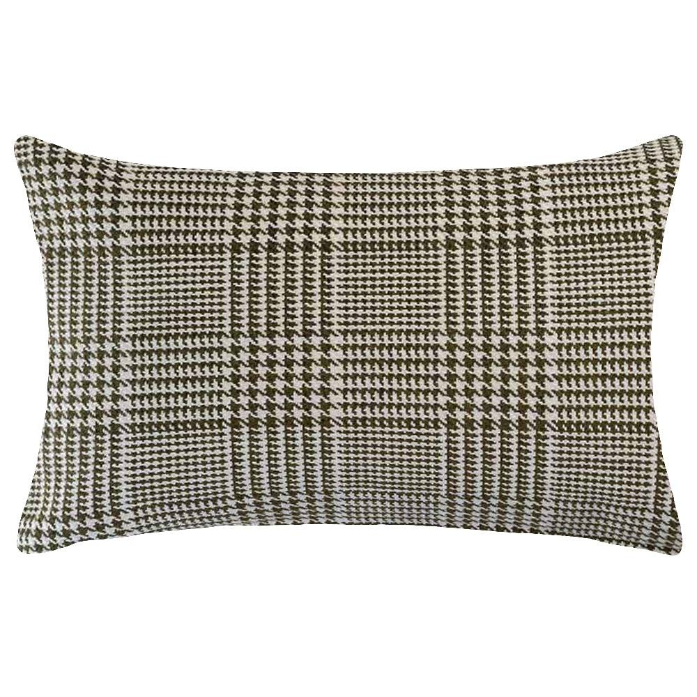The Urban Road Beaumont Rectangle Houndstooth Green Cushion (50x30cm) features a stylish houndstooth pattern, adding texture and sophistication to your space.