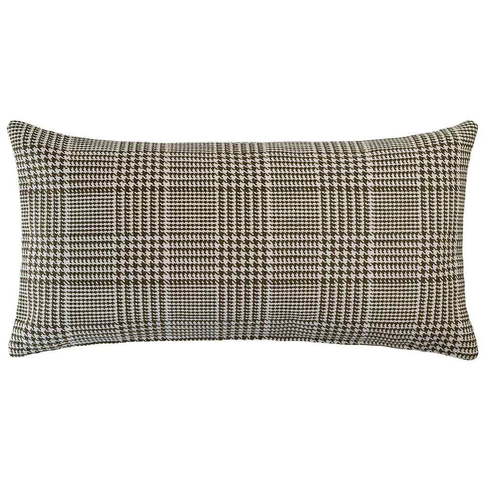 The Urban Road Beaumont Rectangle Houndstooth Green Cushion (80x40cm) features a stylish houndstooth pattern, adding texture and sophistication to your space.