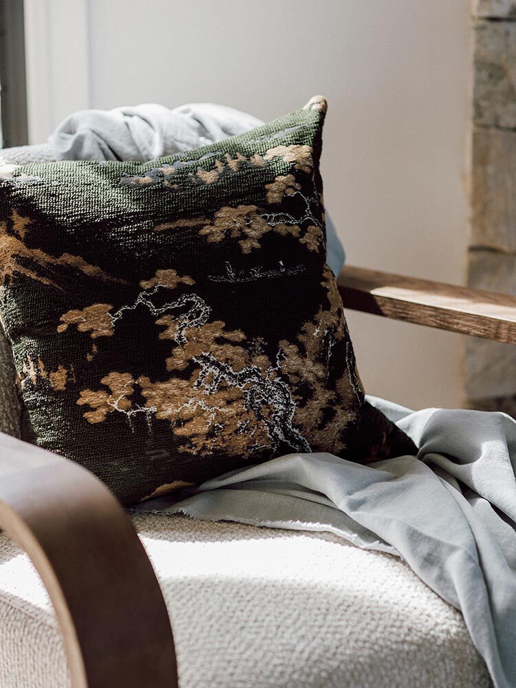 Adachi Square Green Cushion - 50X50cm | Lifestyle