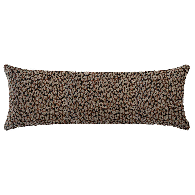 The Urban Road Foxshade Rectangle Rust Cushion (90x30cm) features a luxury woven texture in a rust and black spotted design—ideal for adding a stylish touch to your home décor.