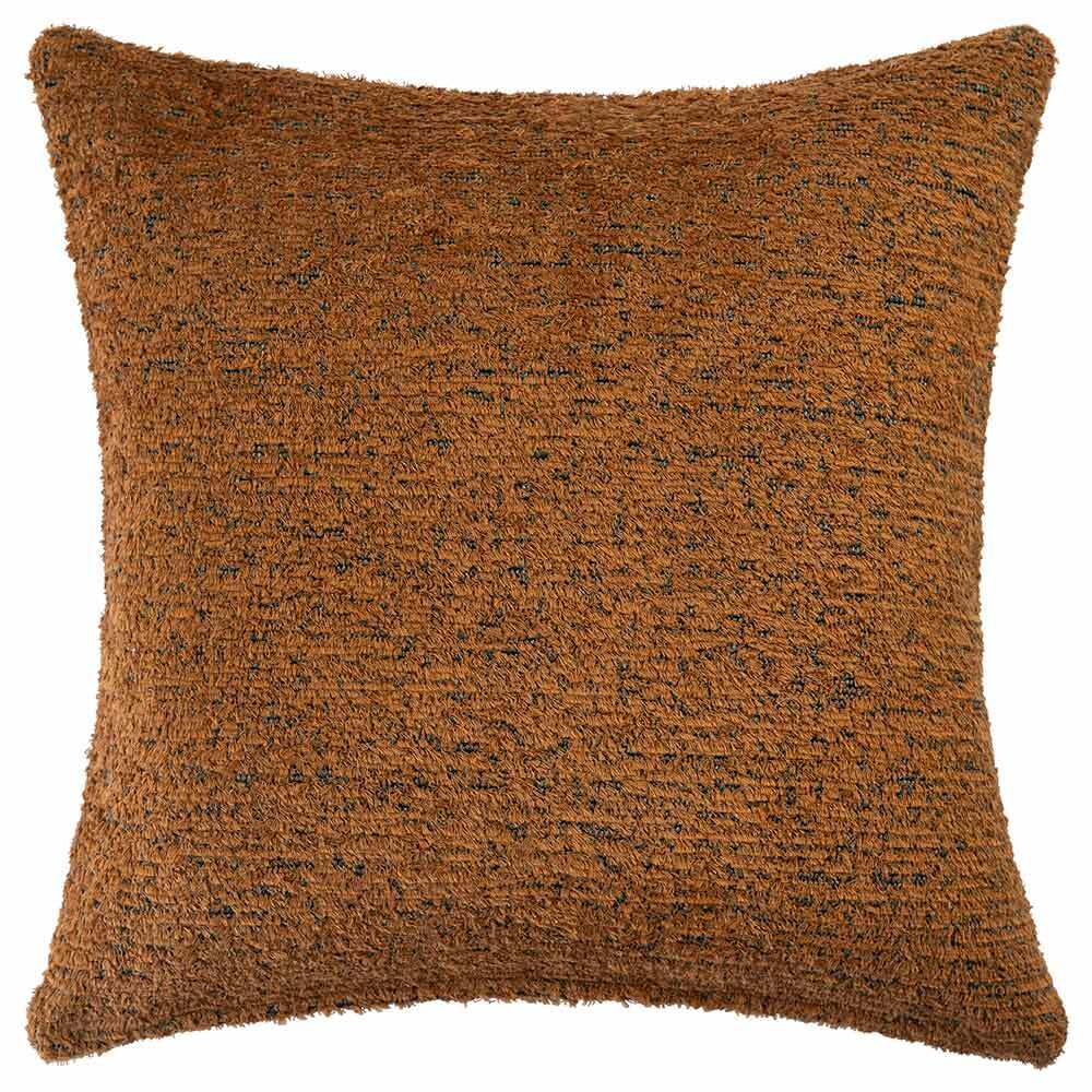 The Auburn Square Rust Cushion (50x50cm) by Urban Road features a textured, woven brown fabric with subtle dark specks—an ideal touch of Darren Palmer-inspired luxury for any interior.