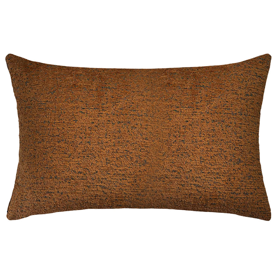 The Auburn Lumbar Rust Cushion by Urban Road, measuring 50x30cm, features a luxury textured brown finish with a subtle pattern—ideal for enhancing any interior—shown against a white background.