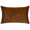 The Emberlane Lumbar Rust Cushion (50x30cm) by Urban Road features a rich brown textured finish with black abstract wavy lines, offering a plush, modern accent ideal for enhancing contemporary interiors.